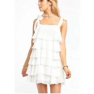 Show Me Your Mumu Womens White Ruffle Tiered Mini Dress L Bridal Shower Beach